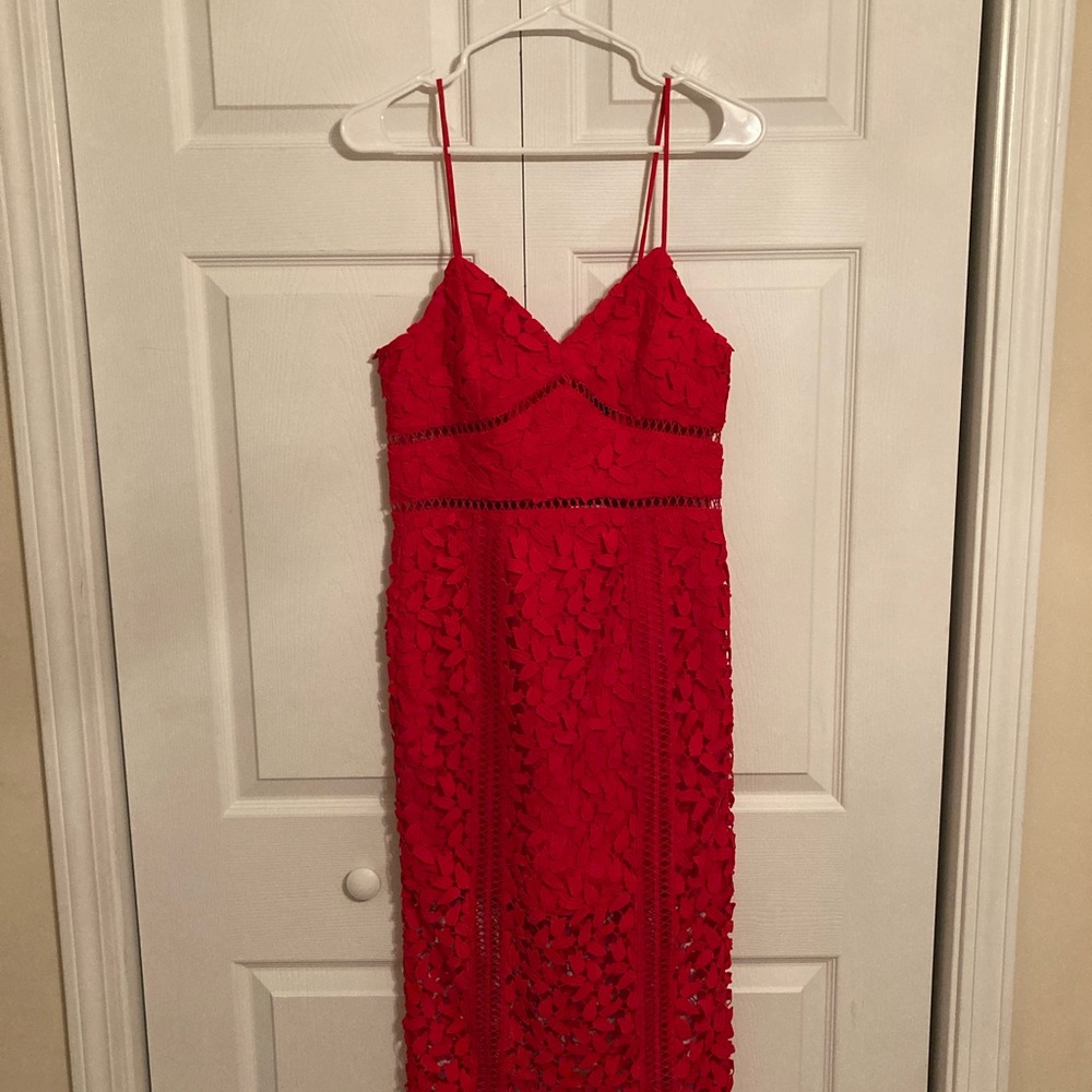 Bardot Red Roxy Lace Dress - Picture 2 of 7